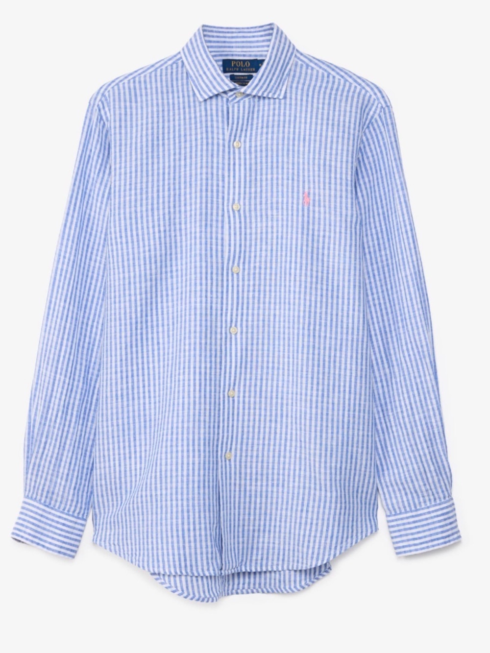 Polo by Ralph Lauren Seer Sucker Blue Gingham Shirt with Pink Pony